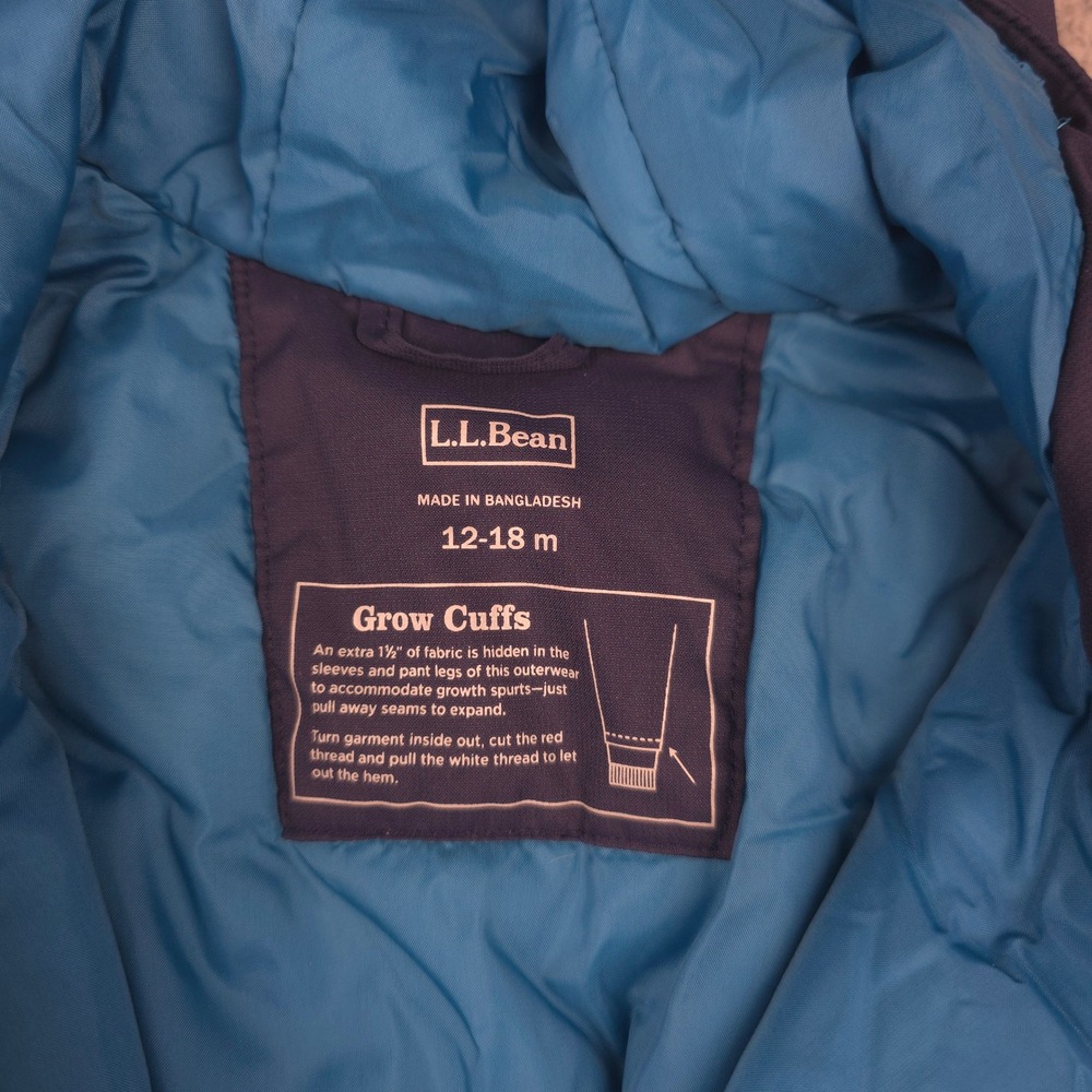 L.L.Bean Snowsuit Kids 12-18M Blue 3M Thinsulate Grow Cuffs Hooded Full Zip - Picture 2 of 10